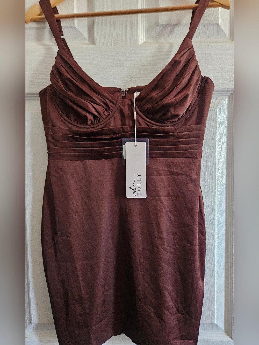 Chocolate Brown Ruched Bust Bodycon Mini Dress
